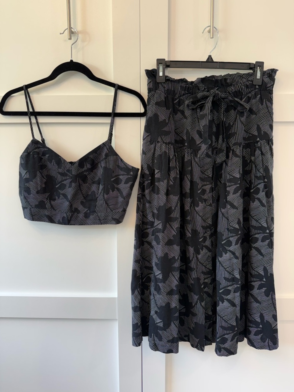 Universal Thread Black Floral Midi Skirt and Crop Top SET